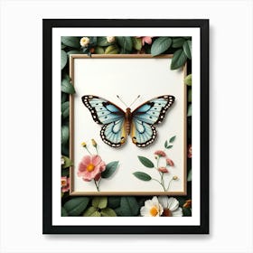 Butterfly In A Frame Art Print