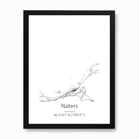 Naters,Switzerland Minimalist Map Art Print