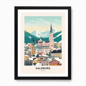 Vintage Winter Travel Poster Salzburg Austria 5 Art Print