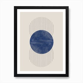 Blue Moon Minimal Graphic Simple Japanese Style Art Print