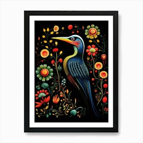 Folk Bird Illustration Cormorant 3 Art Print