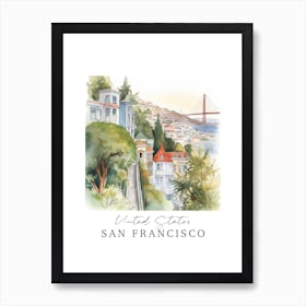 United States San Francisco Storybook 3 Travel Poster Watercolour Art Print