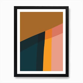 Abstract 3 Brown Blue Pink Art Print