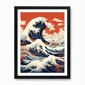 Tsunami Waves Japanese Illustration 1 Art Print