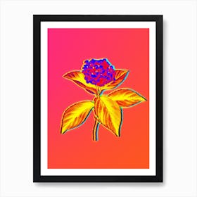 Neon French Hydrangea Botanical in Hot Pink and Electric Blue n.0404 Art Print