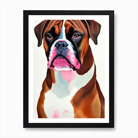 Boxer 5 Watercolour Dog Art Print