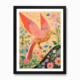 Maximalist Bird Painting Yellowhammer 2 Art Print