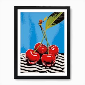 Cherries Retro Checkerboard Inspired Poster