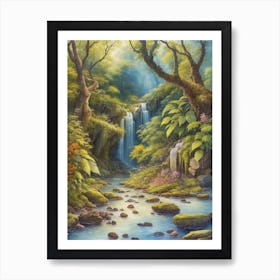 Waterfall In The Forest 1 Art Print