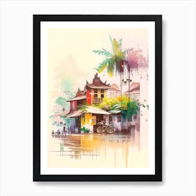 Hoi An Vietnam Watercolour Pastel Tropical Destination Art Print