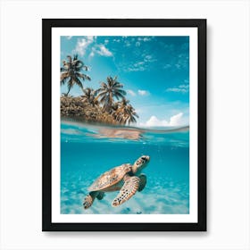 Sea Turtle Swimming In The Ocean Art Print