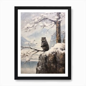 Vintage Winter Animal Painting Marten Art Print