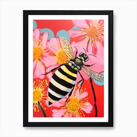 Colour Burst Floral Bees 2 Art Print
