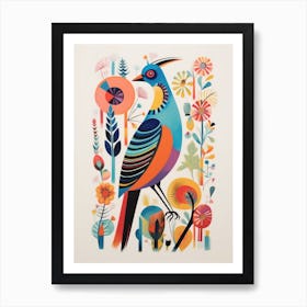 Colourful Scandi Bird Pheasant 1 Art Print
