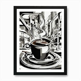 Steaming coffee cup Art Print