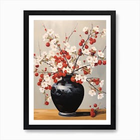 Bouquet Of Autumn Cherry Flowers, Autumn Florals Painting 3 Art Print