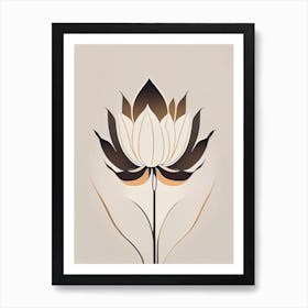 Giant Lotus Retro Minimal 4 Art Print