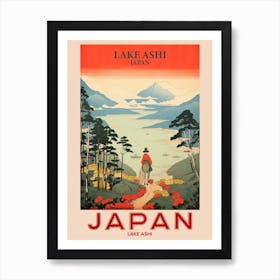 Lake Ashi, Visit Japan Vintage Travel Art 4 Poster Art Print