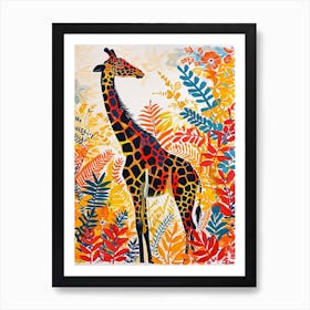 Giraffes In The Leaves Watercolour Style 4 Art Print