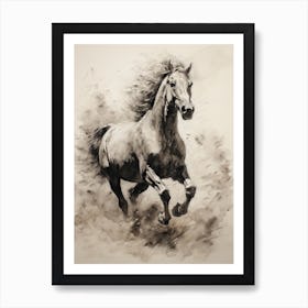 A Horse Painting In The Style Of Dry Brushing 3 Art Print