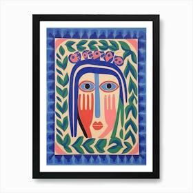 Folk Abstract Face Illustration 1 Art Print