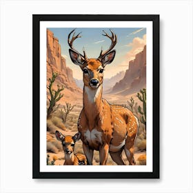 Deer And Fawn Art Print