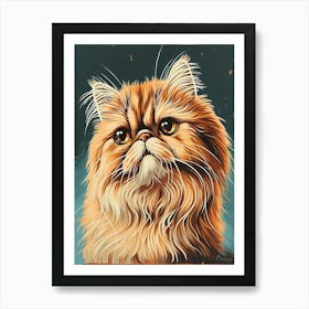 Persian Cat Relief Illustration 1 Art Print