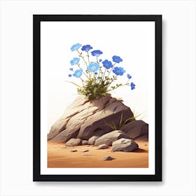 Forget Me Not, Sprouting From A Rock In The Dessert  (2) Art Print