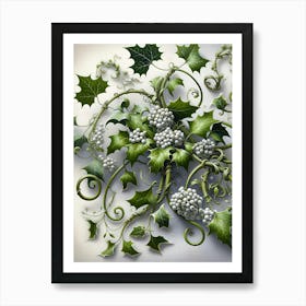 Ivy And Mistletoe Botanic AI Art Print