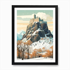 Vintage Winter Travel Illustration Edinburgh Scotland 5 Art Print