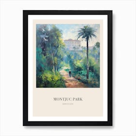 Montjuc Park Barcelona Vintage Cezanne Inspired Poster Art Print