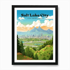 Salt Lake City Utah USA Forest Modern Travel Illustration Art Print