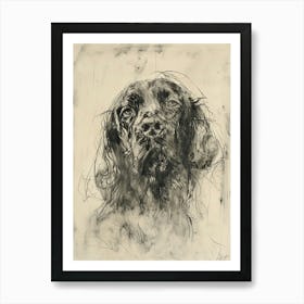 Sussex Spaniel Dog Charcoal Line 2 Art Print