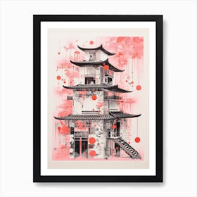 A House In Shangai, Abstract Risograph Style 4 Art Print
