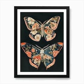 Butterfly Night Symphony William Morris Style 2 Art Print