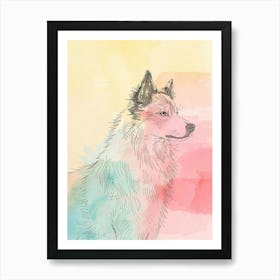 Pastel Icelandic Sheepdog Line Illustration 4 Art Print