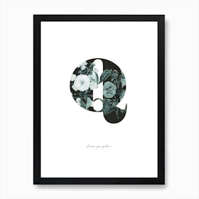 Flower Alphabet Q Art Print