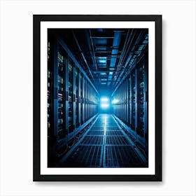 Abandoned Data Center Featuring Racks Filled With Mainframes And Servers Intricate Electronic Hardw (4) Art Print