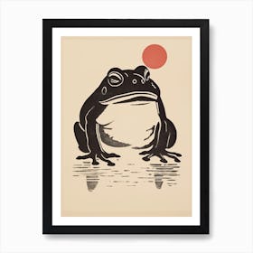 Frog Matsumoto Hoji Inspired Japanese Neutrals And Red 5 Art Print