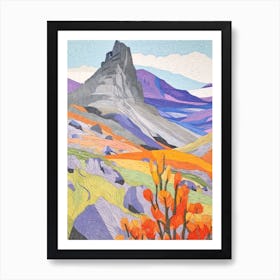 Tryfan Wales Colourful Mountain Illustration Art Print