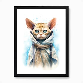 Devon Rex Cat As A Jedi 4 Art Print