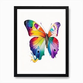 Butterfly On Rainbow Decoupage 4 Art Print