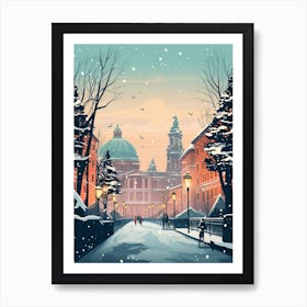 Winter Travel Night Illustration Rome Italy 1 Art Print