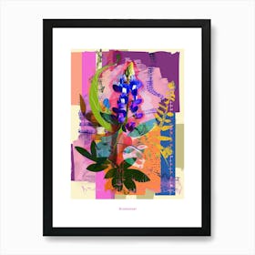 Bluebonnet 2 Neon Flower Collage Poster Art Print