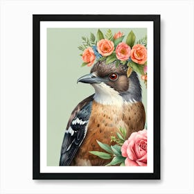 Bird With Flower Crown 1 Art Print