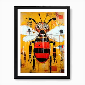 Bee Ballet: Neo-Expressionist Street Art Fusion Art Print