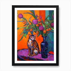 Paradise With A Cat 4 Fauvist Style Painting Art Print