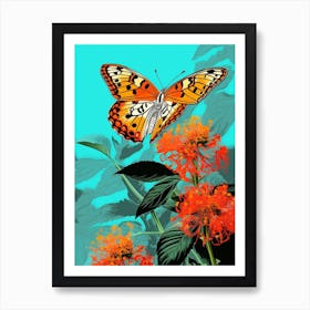 Pop Art Silver Washed Fritillary Butterfly 1 Art Print