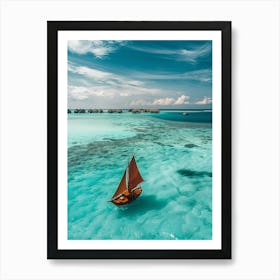 Sailboat In The Blue Ocean Art Print