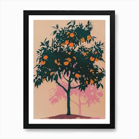 Orange Tree Colourful Illustration 4 Art Print